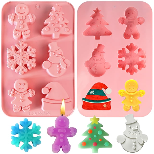 Juego de 2 moldes de silicona para hornear navideños SIQINZONGWA