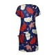 thumbnail image 5 of Puntoco Vestido De Verano Para Mujer, Día De La Independencia, Manga Corta, Cuello Redondo, Vestido De Manga Corta, Cuello Redondo, Azul Oscuro S,Regalos Para Mujer Joven, 5 of 5