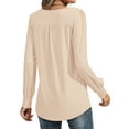 thumbnail image 5 of UVN Blouses for Women Pleated Long Sleeve Shirts Crew Neck Dressy Casual Tunic Tops, 5 of 9