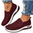 thumbnail image 4 of Slip On Sneakers Women Breathable Mesh Knitted Woven Low Top Walking Shoes Lightweight Wide Width Non-Slip Shoes Red 5.5, 4 of 6