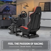 Marada Racing Cockpit Frame with Red Seat Upgrade Stable Racing Wheel Stand Fits Logitech Thrustmaster T80 T150 PC