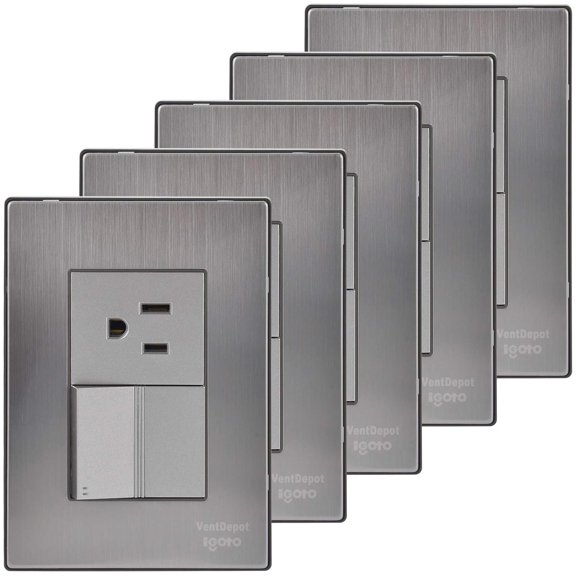 Apagador Escalera Inoxium1E1CSilver 5Pzas Contacto/Apagador Escalera 125-250VCA 10/15A 50/60Hz Plateado Acero Inoxidable
