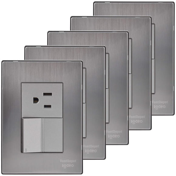 Apagador Escalera Inoxium1E1CSilver 5Pzas Contacto/Apagador Escalera 125-250VCA 10/15A 50/60Hz Plateado Acero Inoxidable