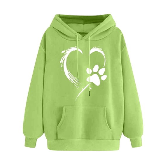 Lcziwo Women's Graphic Print Hoodies Casual Winter Pullover Tops Long Sleeve Kawaii Print Sweatshirts with Pockets Green,XXL