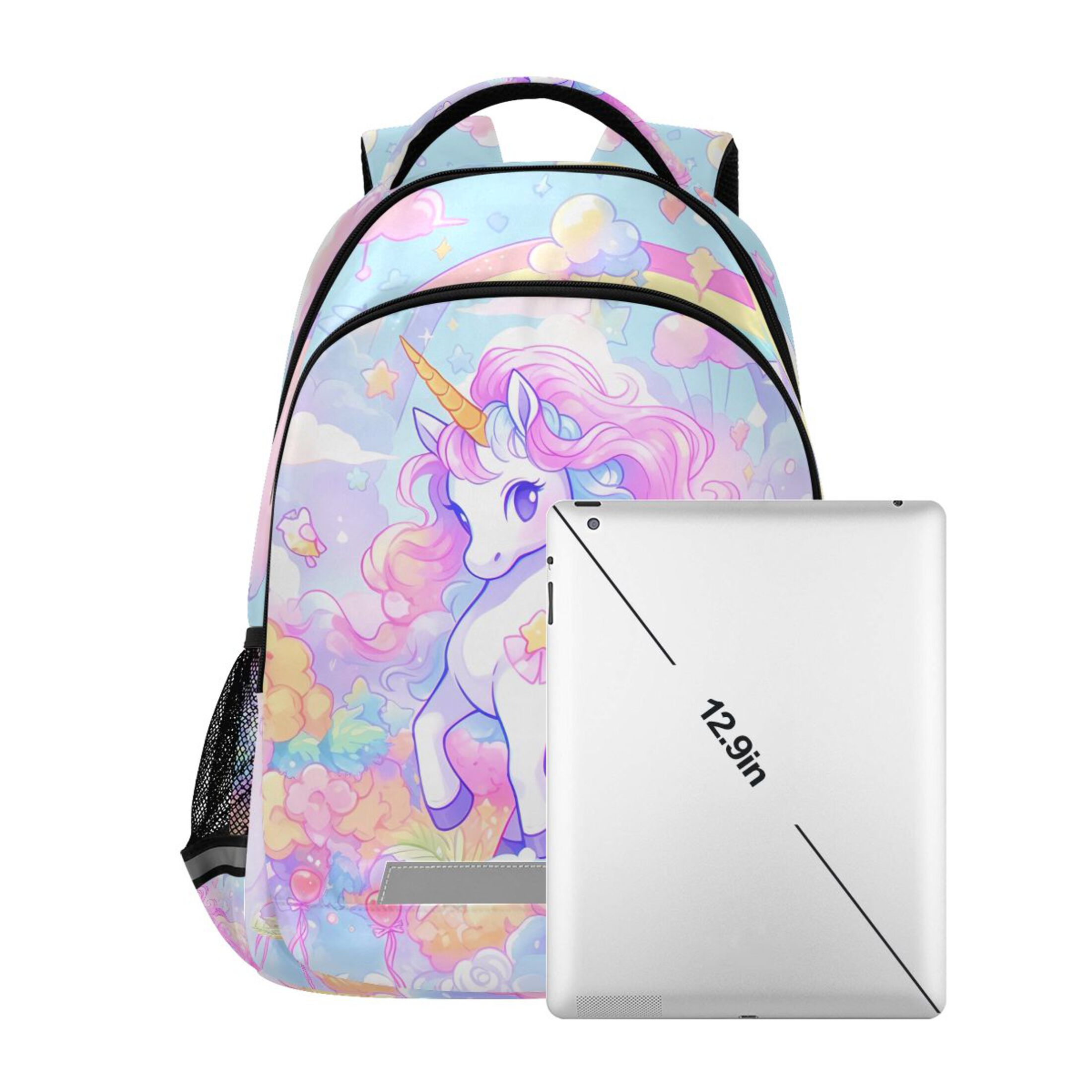 Mochila infantil con unicornio y arcoíris para escuela primaria, bolso de viaje 7
