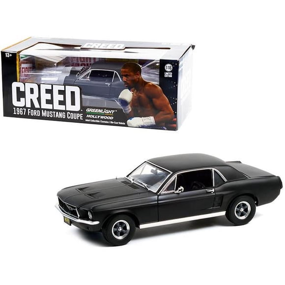 Greenlight 13611 1967 Ford Mustang Coupe Matt Black Adonis Creeds Creed 2015 Movie 1-18 Scale Diecast Model Car