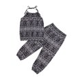 thumbnail image 1 of ITFABS Toddler Girls 2Pcs Spring Outfits, Bohemian Halter Tank Tops + Pants, 1 of 9