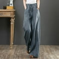 thumbnail image 2 of BKQCNKM Wide Leg Pants For Women Women'S Pants High Solid Fashion Waist Women'S Wide Color Wash Trousers Pants Leg Plus Size Pants Sweatpants Women Grey L, 2 of 5