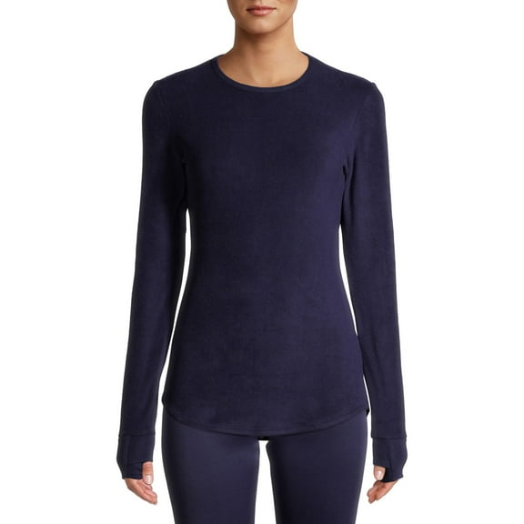 ClimateRight by Cuddl Duds Stretch Fleece Women's Long Sleeve Crew Neck Base Layer Top, Sizes XS to 4X