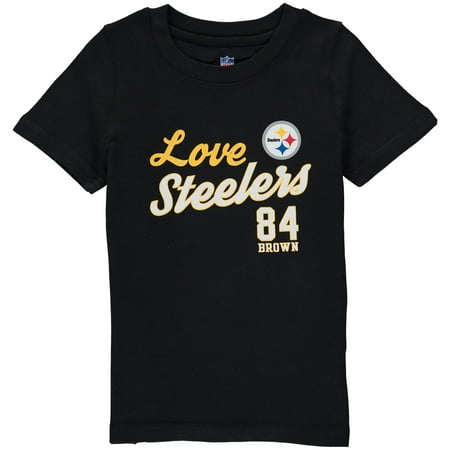 Antonio Brown Pittsburgh Steelers Girls Youth Glitter Live Love Team Player Name & Number T-Shirt -