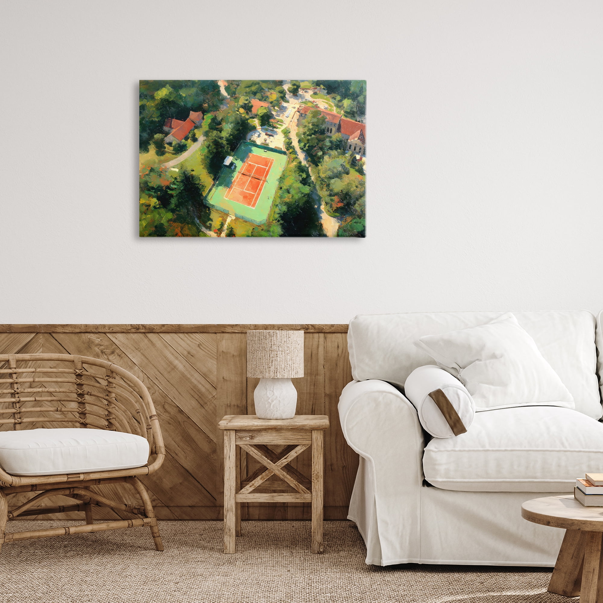 Stupell Industries Aerial Tennis Court Park Canvas Wall Art, design by Petal Prints Design