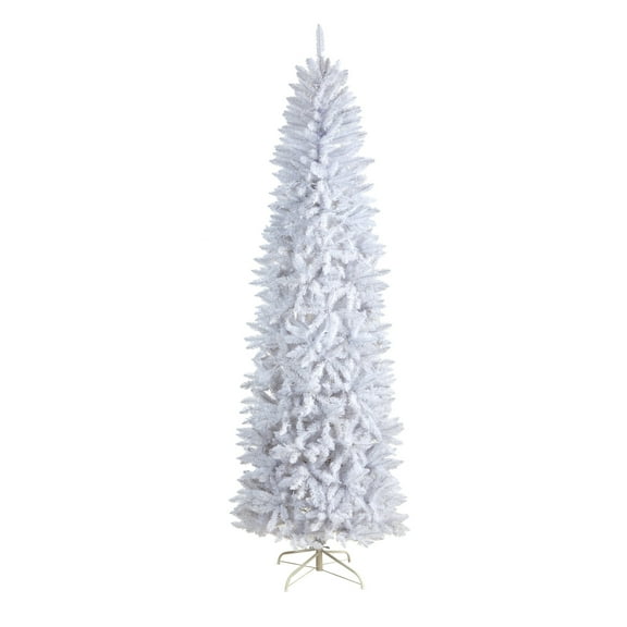 Nearly Natural 8ft. Slim White Artificial Christmas Tree, White