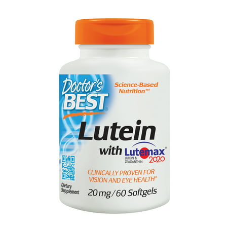 Doctor's Best Lutein featuring Lutemax, Non-GMO, Gluten Free, Soy Free, Eye Health, 20 mg, 60 (Best Eye Vitamins For Amd)