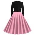thumbnail image 3 of Womens Crew Neck Hepburn Prom Dress Vintage Plaid Cocktail Party Dress Retro Rockabilly Dress with Belt, 3 of 3