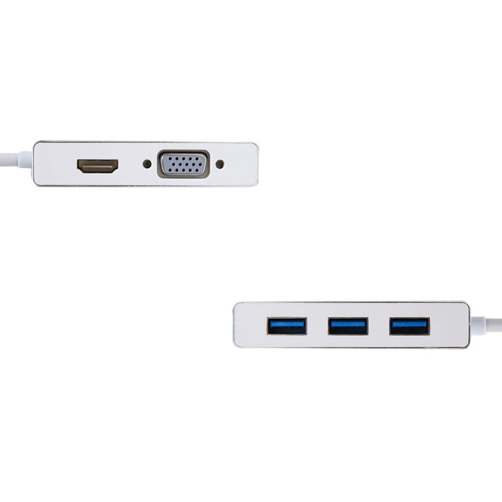 USB 3.1 Type C to HDMI VGA 3 Port USB 3.0 HUB Converter Adapter