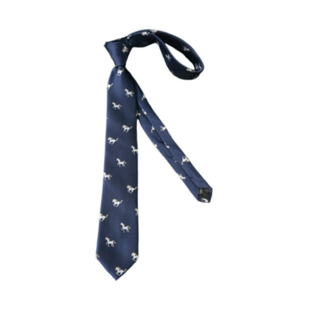 Corbata para hombre bordada, accesorios de ropa de moda, corbata clásica suave para hombre Caballo azul oscuro