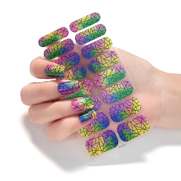 1 Sheet Full Wraps Nail Decals Nail Polish Strips Stickers DIY Glitter Nail Adhesive Nail Art Sticker for Women Girls