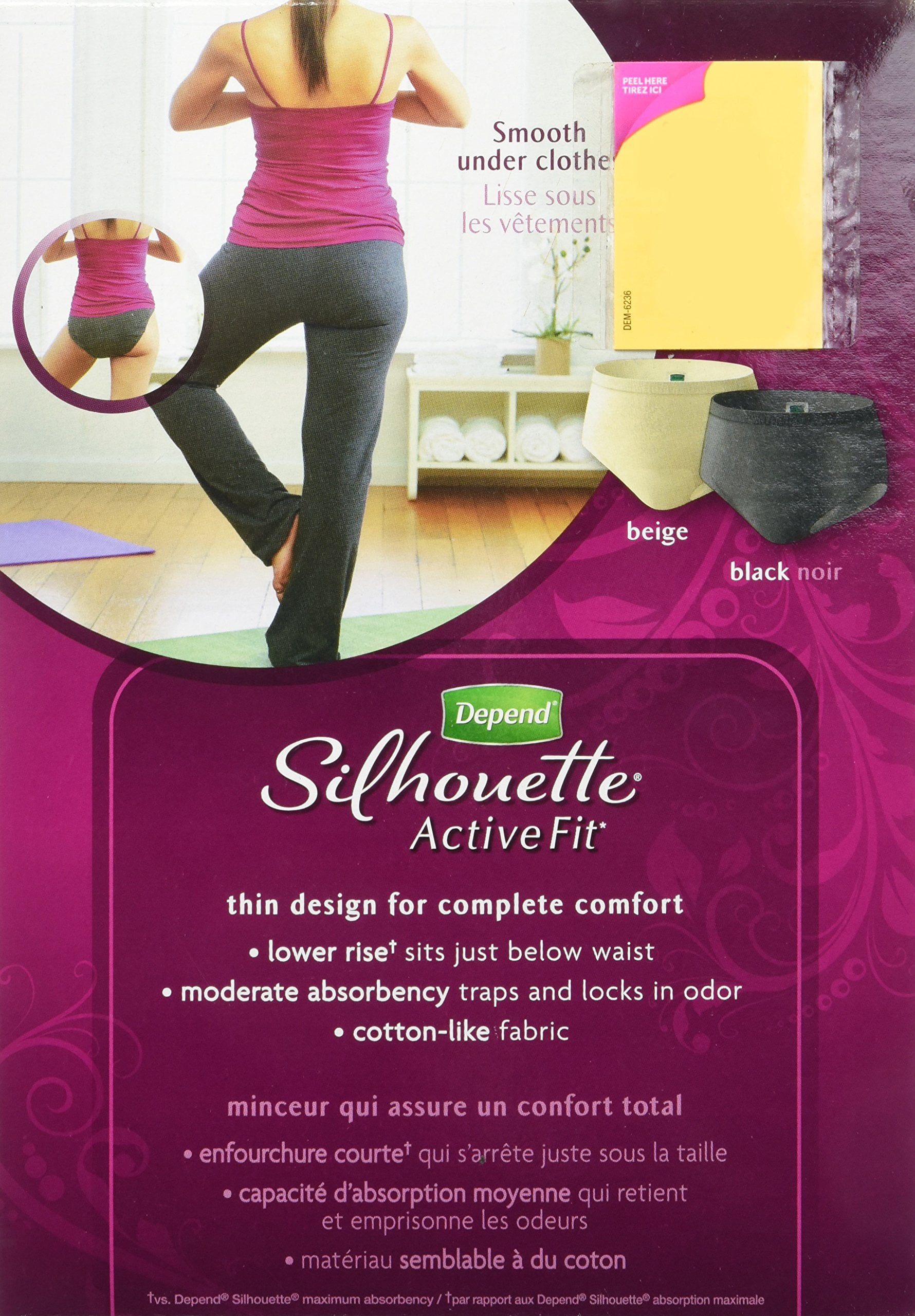 Depend Silhouette Active Fit Underwear Beige & Black, Small/Medium, 12 Ct.