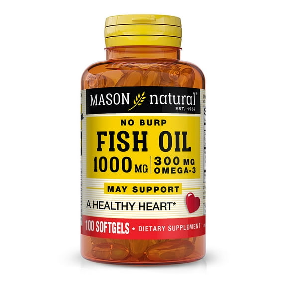 Mason Natural No Burp Fish Oil 1000 mg Omega-3, 100 Softgels