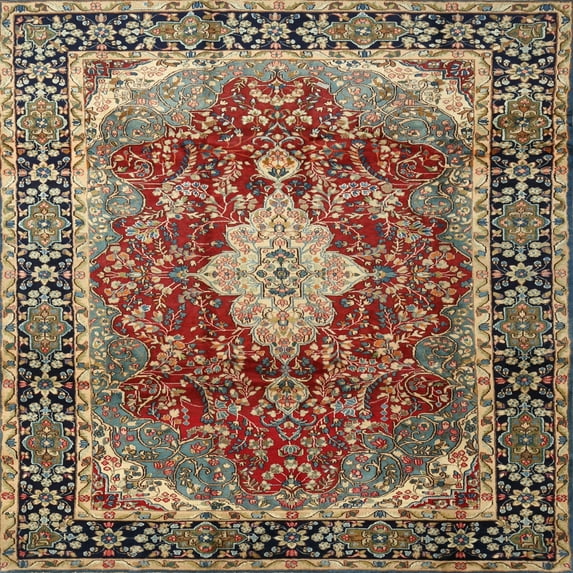 Ahgly Company Indoor Square Traditional Camel Brown Persian Area Rugs, 4' Square