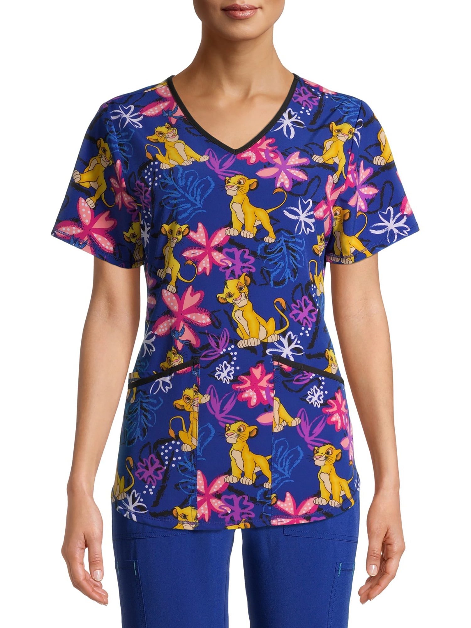 disney print scrub tops