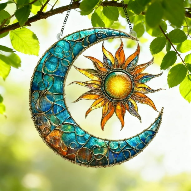 Adornos navideños, decoraciones navideñas, regalos navideños. Exquisitos colgantes planos de acrílico con forma de sol para decorar la pared del salón. Colgantes de acrílico.