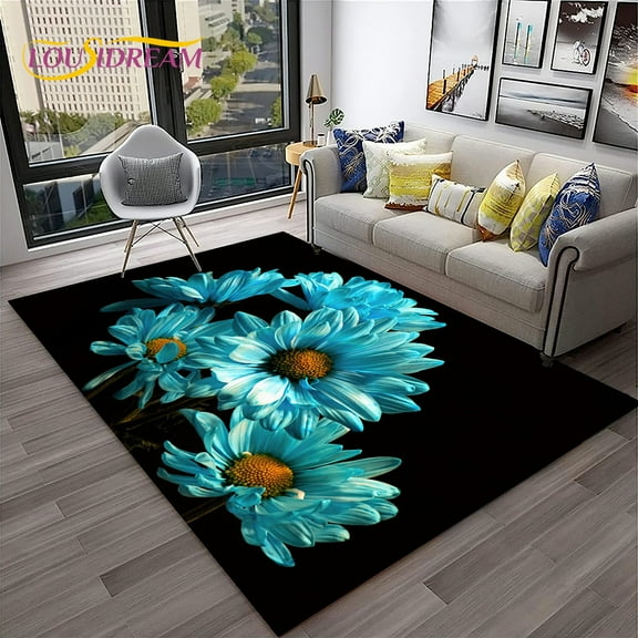 3D Daisy Nordic Sun Flowers HD Carpet Rug for Home Living Room Bedroom Sofa Doormat r kids Play Area Rug Non-slip Floor Mat