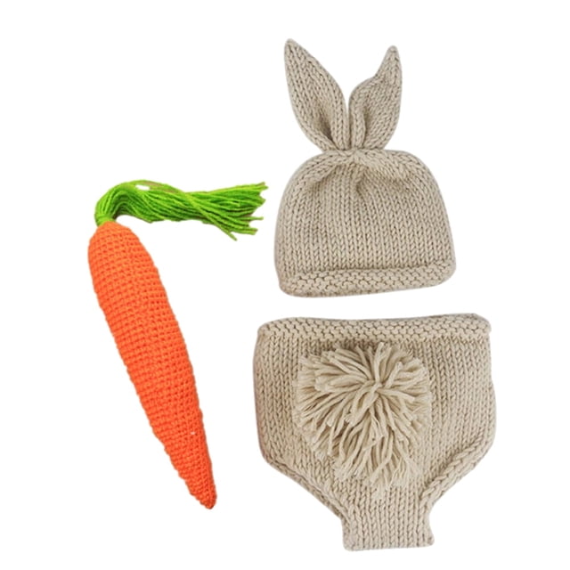 EeaseMX 1 juego de disfraz de fotografía para recién nacidos, accesorios para fotos de bebé de conejo, ropa de ganchillo