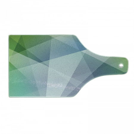 

Teal and White Cutting Board Abstract Triangles Angled Shapes Geometrical Contemporary Futuristic Design Tempered Glass Cutting and Serving Board Wine Bottle Shape Multicolor by Ambesonne