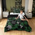 thumbnail image 3 of Manfei Farmhouse Camo Twin Comforter Sets, Mid Century Abstract Bedding Set, Olive Green, Black Reversible, 2-Piece, 1 Comforter and 1 Pillowcase, 3 of 7