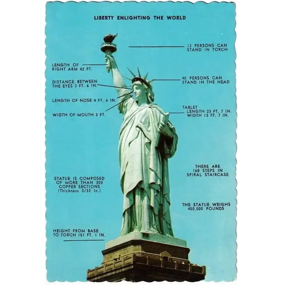 Statue of Liberty 1960s color postcard