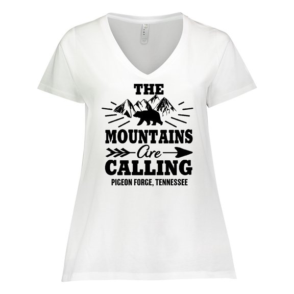 Inktastic Pigeon Forge Tennessee The Mountains Are Calling Women's Plus Size V-Neck T-Shirt
