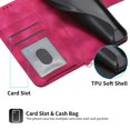 thumbnail image 6 of Decase Compatible With Google Pixel 7 Case Magnetic Wallet Flip Cover with Card Holder Kickstand Design Crossbody Strap Embossed PU Leather Folio Cover for Google Pixel 7, Red, 6 of 10