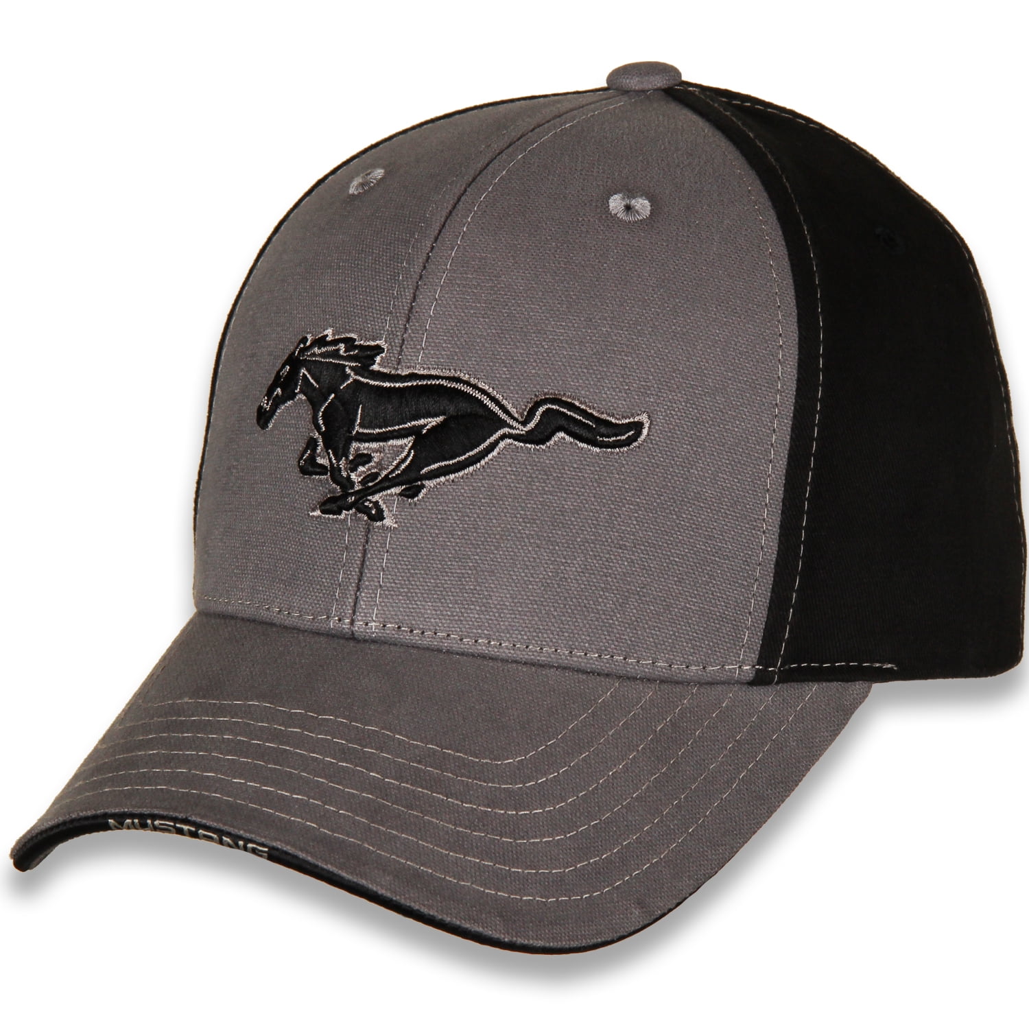 Ford Mustang Gray and Black Sandwich Brim Hat