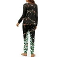 thumbnail image 3 of Yuyamidu Music Note Scoop Neck Pajamas Set for Women with Pockets 2 Pieces Xmas Tree Long Sleeve Sleepwear Size S Soft Loungewear Sets Casual Nightwear, 3 of 7