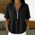thumbnail image 2 of Enjoytime Women Tops V Neck Collared Half Zip Up Short Sleeve Shirts Summer Casual Work Blouses, 2 of 7