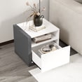thumbnail image 2 of Gymax Table de Chevet Moderne Minimaliste avec Tiroir Table d'Appoint Asymétrique Table de Bout, 2 of 10