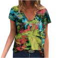 thumbnail image 2 of T-Shirts d'Été pour Femmes Grande Taille à Manches Courtes Femmes Blouse Imprimée d'Été T-Shirts Décontractés à Col en V T-Shirts à Manches Courtes Hauts T-Shirt à Col en V Femmes en Liquidation, 2 of 5