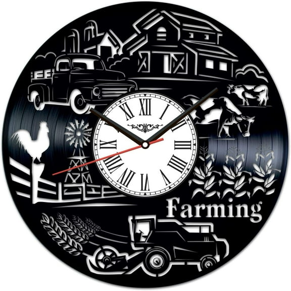 YanGxx Farming Vinyl Record Wall Clock Retro style Wall clock Silent Home Decor Unique Art Special Home Accessories Creative Personality Gift