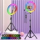 thumbnail image 1 of Luz de Anillo para Selfie de 12 Pulgadas con Trípode Ajustable de 43 Pulgadas/110 cm y Soporte para Teléfono, Modos de Color RGB, 1 of 7
