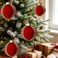 thumbnail image 6 of Vintage Embossed Christmas Ball Ornaments Set, Flocked Hanging Tree Decorations for Holiday Party Wedding Decor 12 Pack, 6 of 9