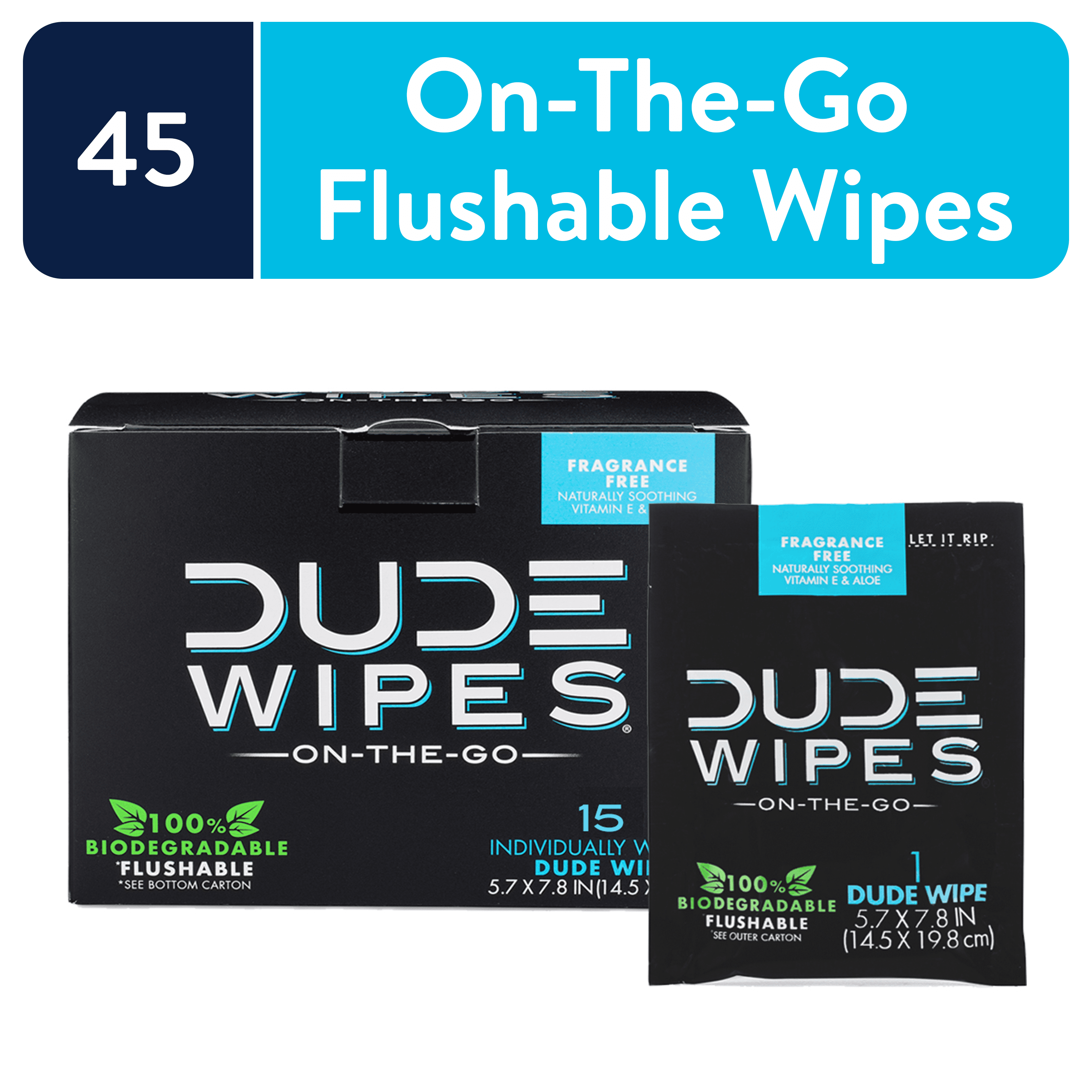 DUDE Wipes Flushable Wet Wipes Dispenser Unscented with Vitamin-E Aloe 