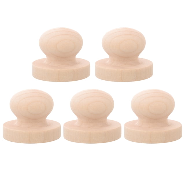 Miangastore 5pcs 5cm Stamp Wooden Round Handle DIY Stamp for Scrapbooking Craft Diary