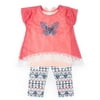 Baby Girl's Three-Piece Coral Top, Tank, and Capri Set