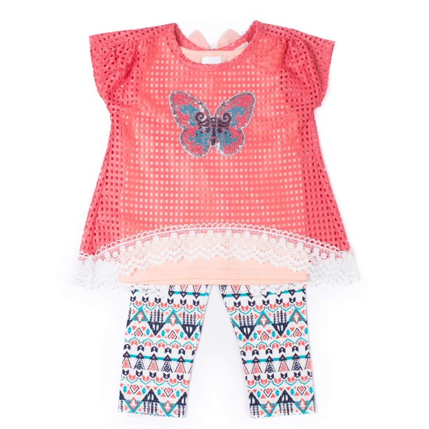 Little Lass - Baby Girl's Three-Piece Coral Top, Tank, and Capri Set ...