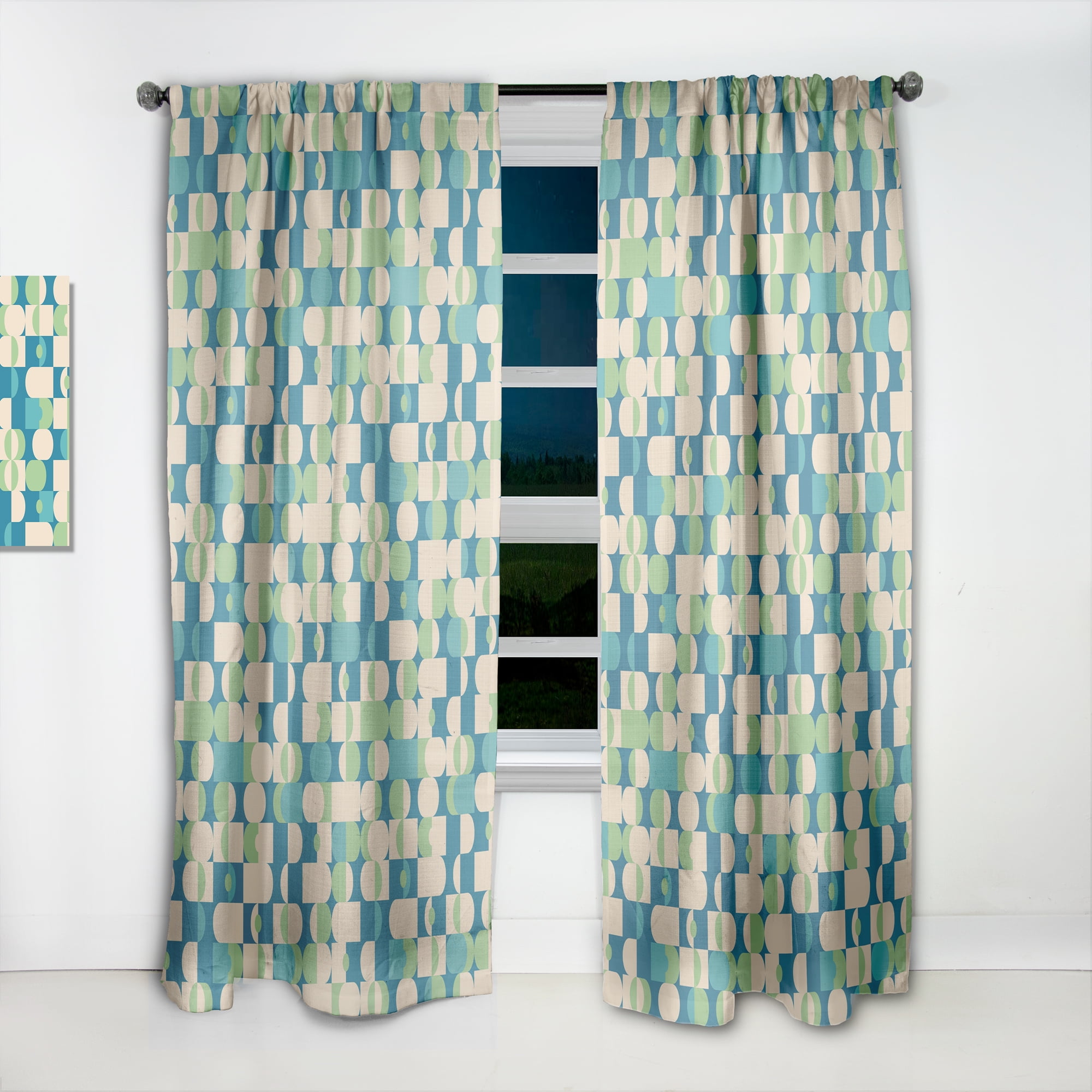 Designart 'Abstract Retro Pattern I' Mid-Century Modern Curtain Panel