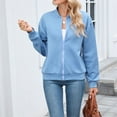 thumbnail image 5 of Bovemsi Cardigan Sweaters for Women Autumn And Winter Solid Color Round Neck Zipper Loose Long Sleeved Sweatshirt Cardigans Lightweight, 5 of 9