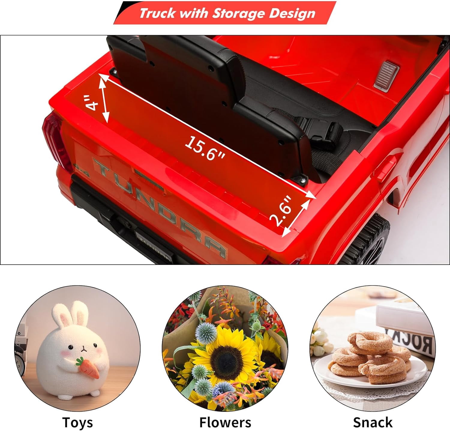NEILA Toyota Licensed 12V Kids Ride on Truck Car Battery Powered Electric Fun Toys with Remote Control, Spring Suspension, 3 Speeds, LED Lights, Ride on Toy for 3-8 Years Boys & Girls (Red)
