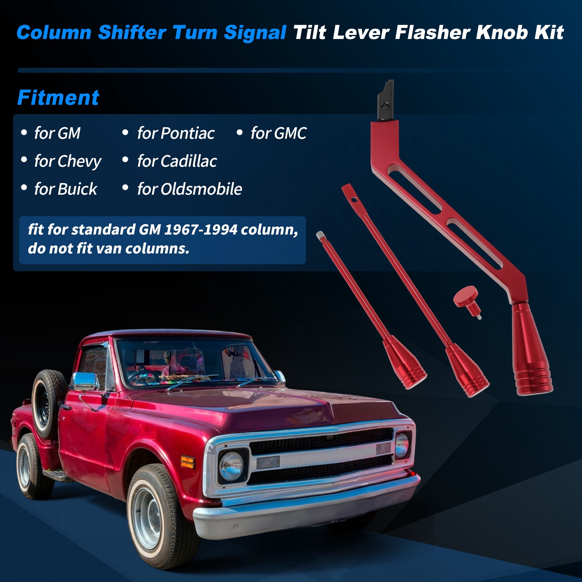 Unique Bargains Turn Signal Tilt Lever Kit for GM 67-94 Standard Column Shifter Red