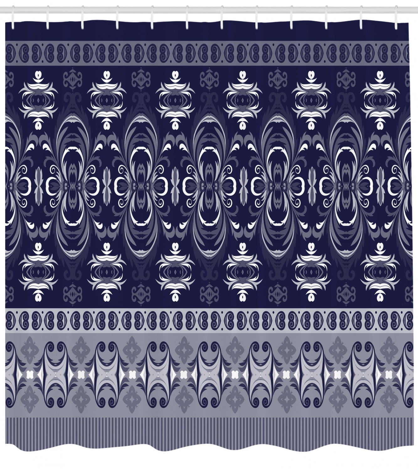 Navy Blue Shower Curtain Tribal Ehnic Style Fl Horizontal Navy Blue Shower Curtain Tribal Ehnic